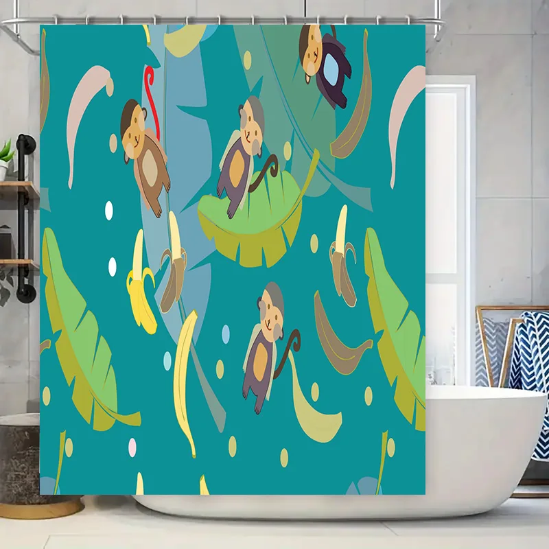 

Animal Jungle Bathing Shower Curtain with Bananas Perfect Home Decor for Kids Bathroom