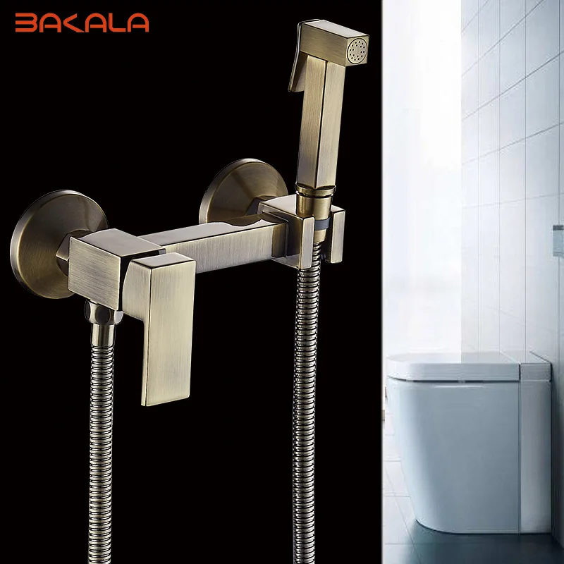 

BAKALA Black Antique Faucets wall mounted bidet toilet faucet shower with hanheld sprayer shower chrome hygienic shower bidet