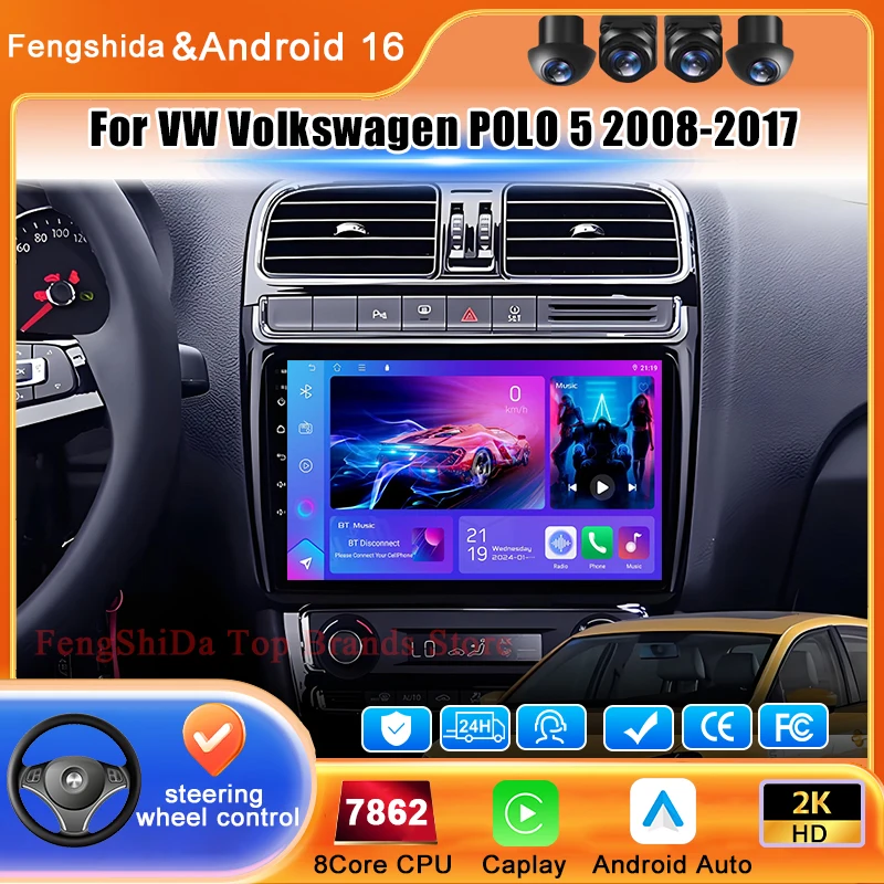 

Car Multimedia For VW Volkswagen POLO 5 2008 2009 -2017 Android Auto GPS Navigation Stereo Head Unit Video Player 4G No 2din dvd