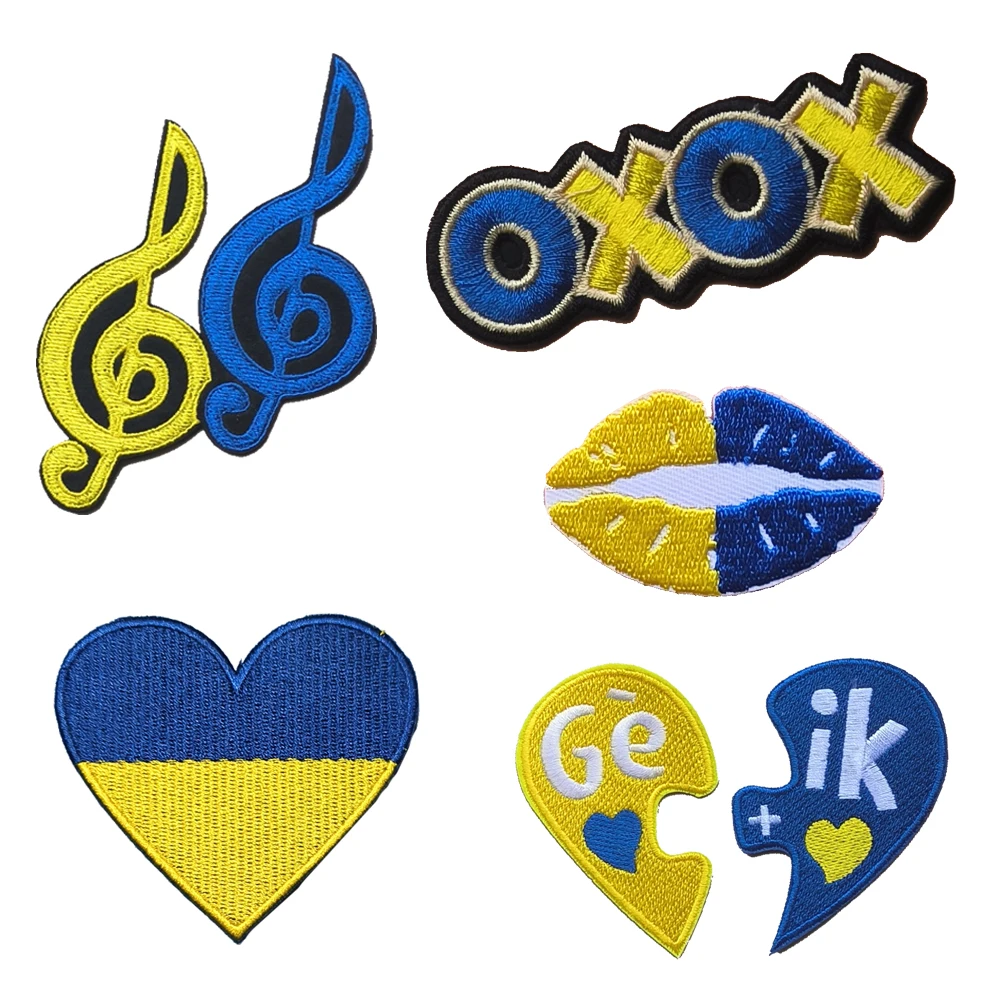 Carnival Yellow Blue Embleem for Clothing Iron on Embroidered Sew Applique Dwergonië Patch Slotgat Badge Ossekoppenrijk Patches