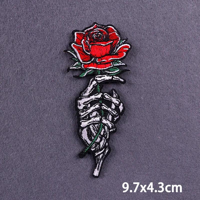 Punk Gun Patch Iron On Patches For Clothing Thermoadhesive Patches Hippie Skull Embroidered Patches On Clothes Stickers Badges