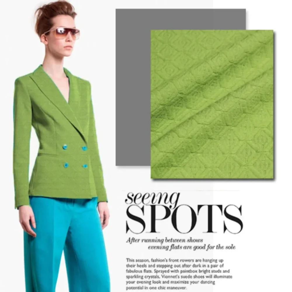 

Жаккардовая ткань, весна-осень, ярко-зеленый шерстяной плащ, платье, мягкая дышащая ткань для шитья своими руками