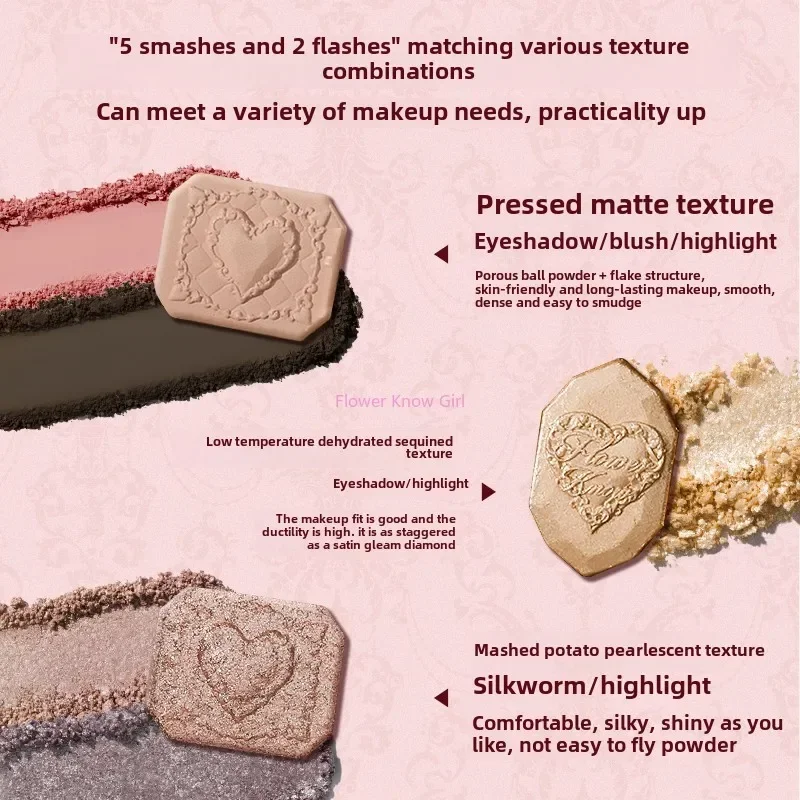 Flowerkaren fraise Cupidon Collection Palette de teint du visage Blush fard à paupières surligneur fleur savoir visage bronzant Palette