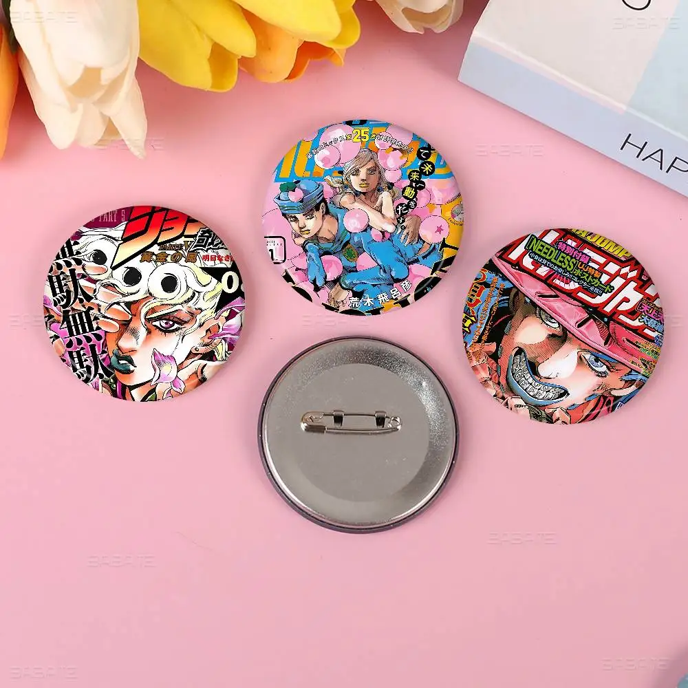 Anime JoJo Bizarre Adventure 58mm Cute Anime Figure Icon Badge Handmade Tinplate Brooch for Backpack Clothes Chest Ornament - view 6