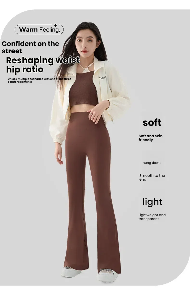 Neue High-Waist Schlaghose für Damen Sommer Dehnbare Bootcut-Hose Retro Casual Hosen Streetwear Damenkleidung – Detail 5