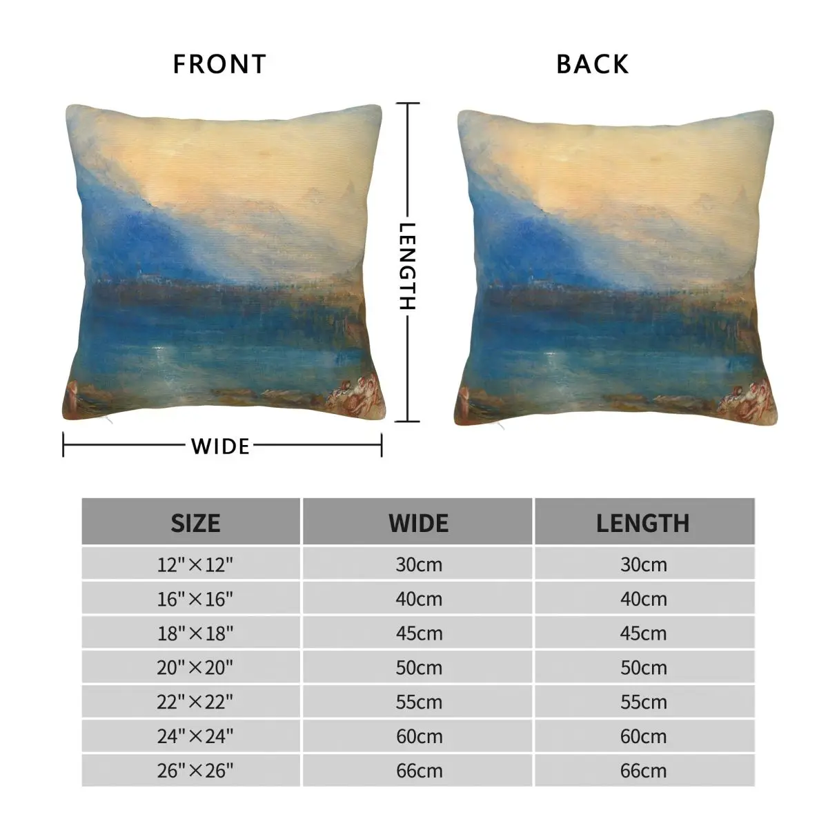 Joseph Mallord William Turner Lake Of Zug Pillowcase Polyester Linen Velvet Pattern Decor Throw Pillow Case Sofa Cushion Cover