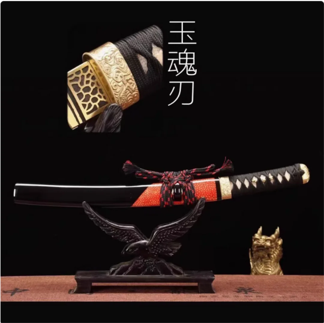 

High Quality Wooden Japanese Samurai Katana Wakizashi Tachi Sword Rosewood/Bamboo Blade Practice Weapon Cosplay Props Unsharp