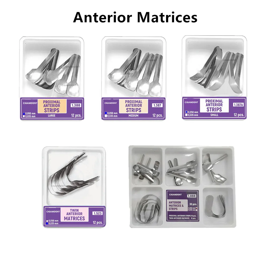 Matriz Dental seccional contorneada, bandas de matriz de Metal, anillo de sujeción de resina, alicates dentales