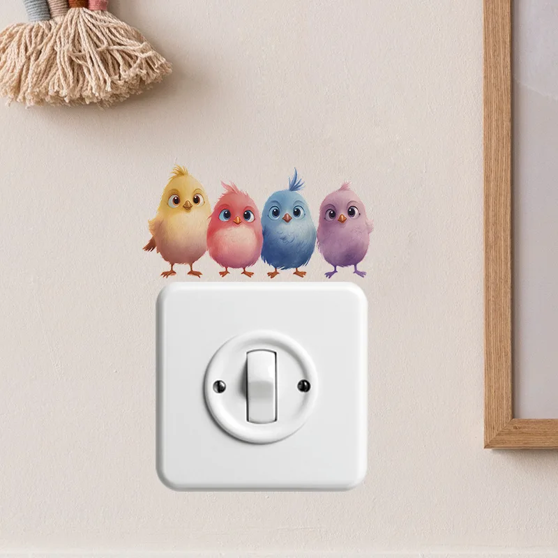 Cute cartoon animals children\'s bedroom porch living room home decorative light switch sticker self-adhesive wall stickers