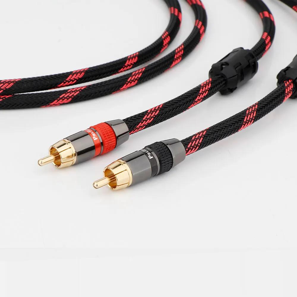 Pair Hifi Audio Silver Plated RCA Interconnect Extend Video Wires with R1733 Gold Plated RCA Male to Female Connectors