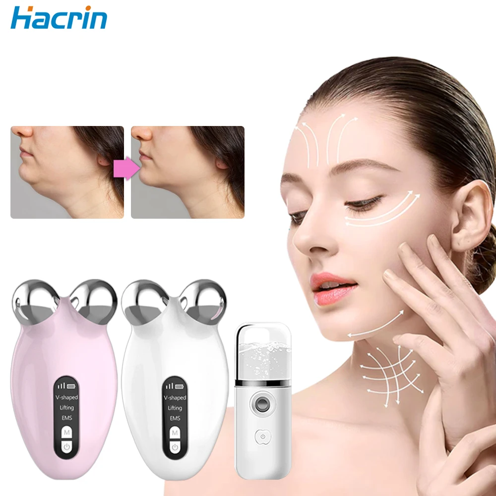 Facial Massager Vibrator Massager for Face EMS Instrument Lifting Anti-aging Electric Micro Facial Currents Double Chin Reducer