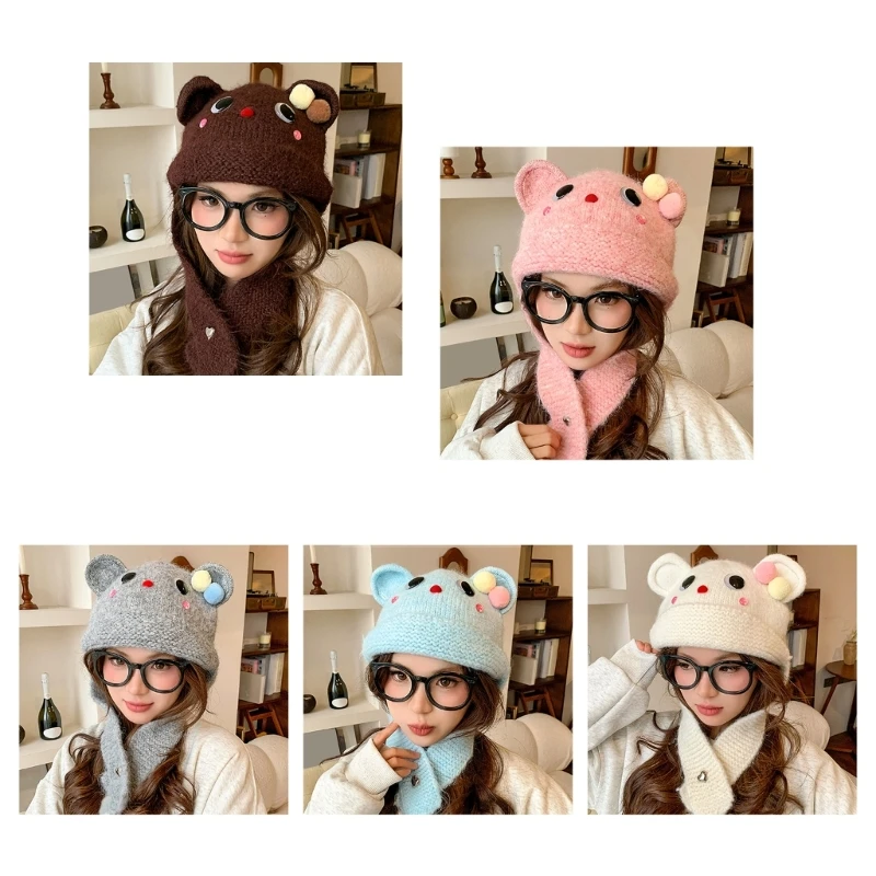 

Oversized Bear Hat with Ear Solid Color Skiing Furry Hat Cartoon Photo Props Outdoor Head Wrap Hat for Halloween Dropshipping