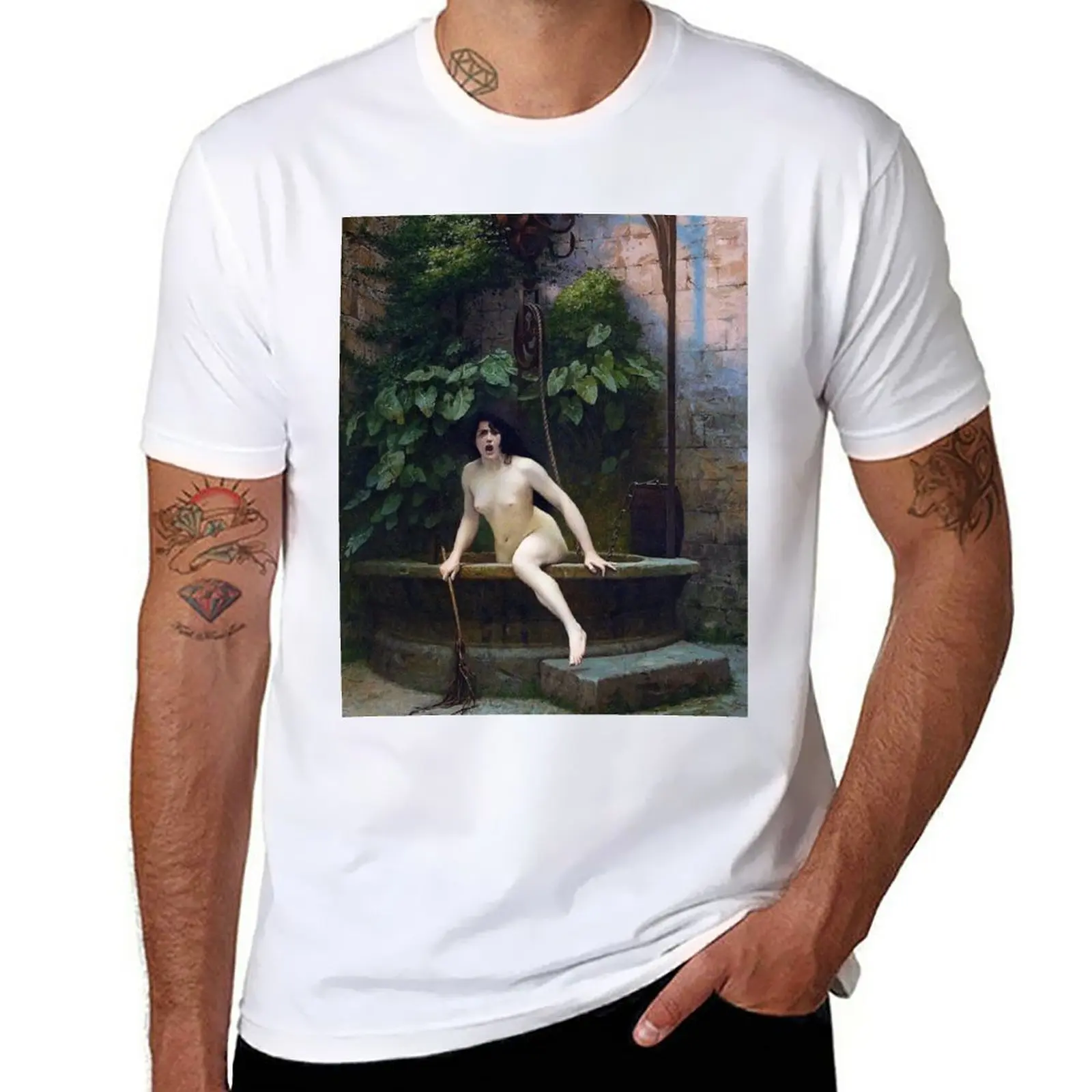 New TRUTH COMING OUT OF HER WELL TO SHAME MANKIND - JEAN-LEON GEROME T-Shirt T-shirt short vintage t shirt mens plain t shirts