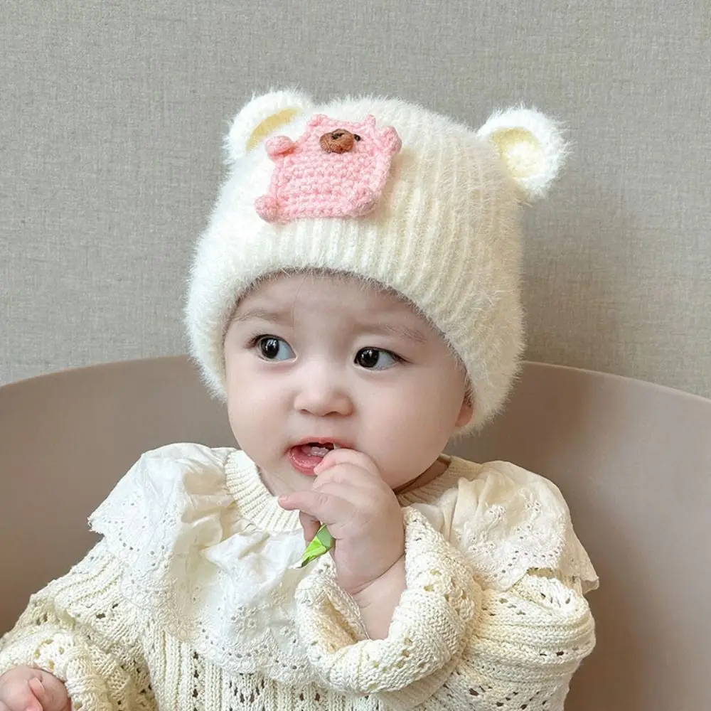 

New Cute Cartoon Knitted Hat Winter Warm Thickened Beanies Cap Windproof Cold Proof Ear Protection Cap
