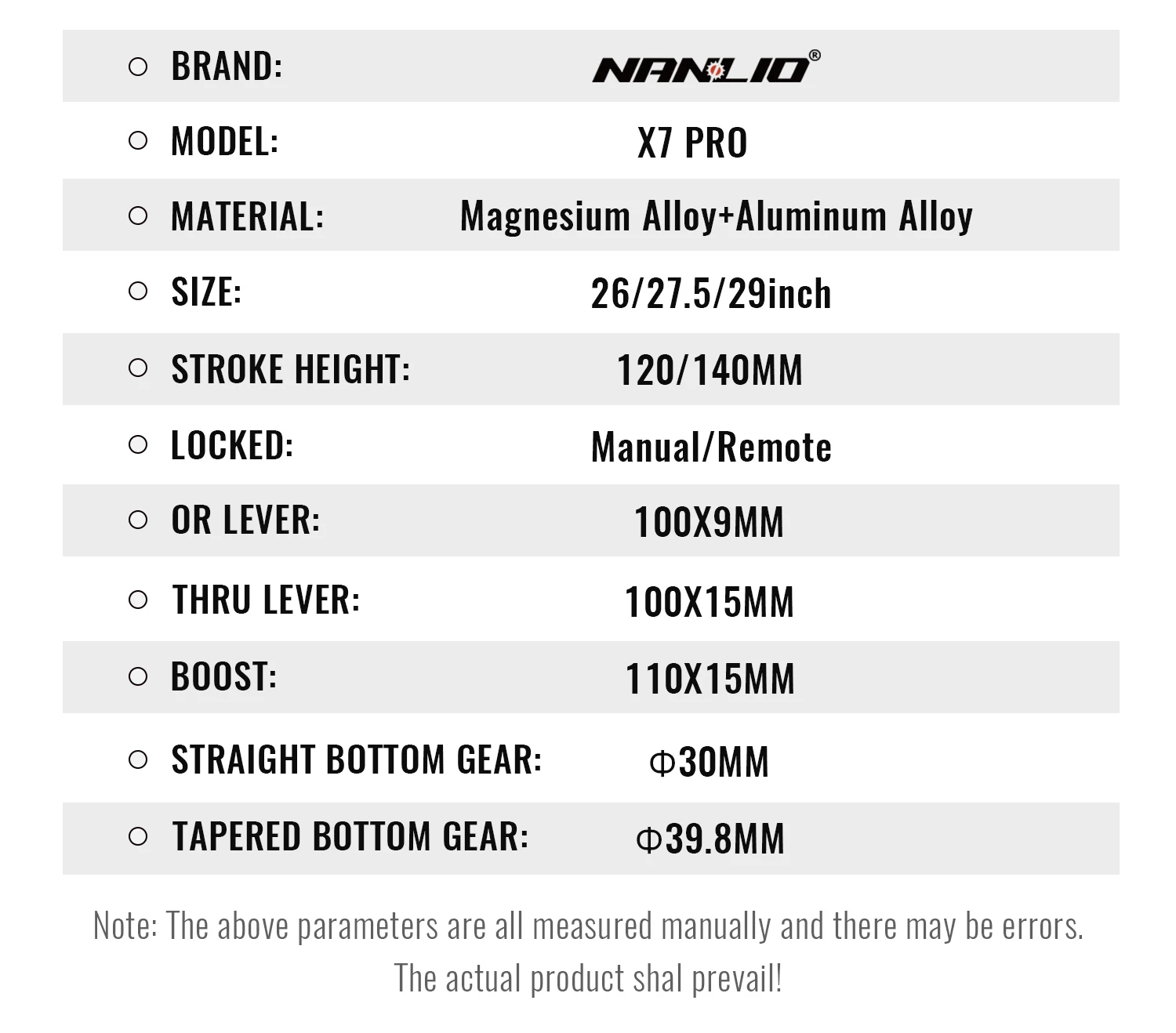 Nanlio X7PRO Fahrrad-Federgabeln, Öl-Gas-Gabel, 120/140 mm, Federweg 26/27,5/29 Zoll, Dämpfung und Rückprall-Aluminiumlegierung, 1,75 kg – Detail 12