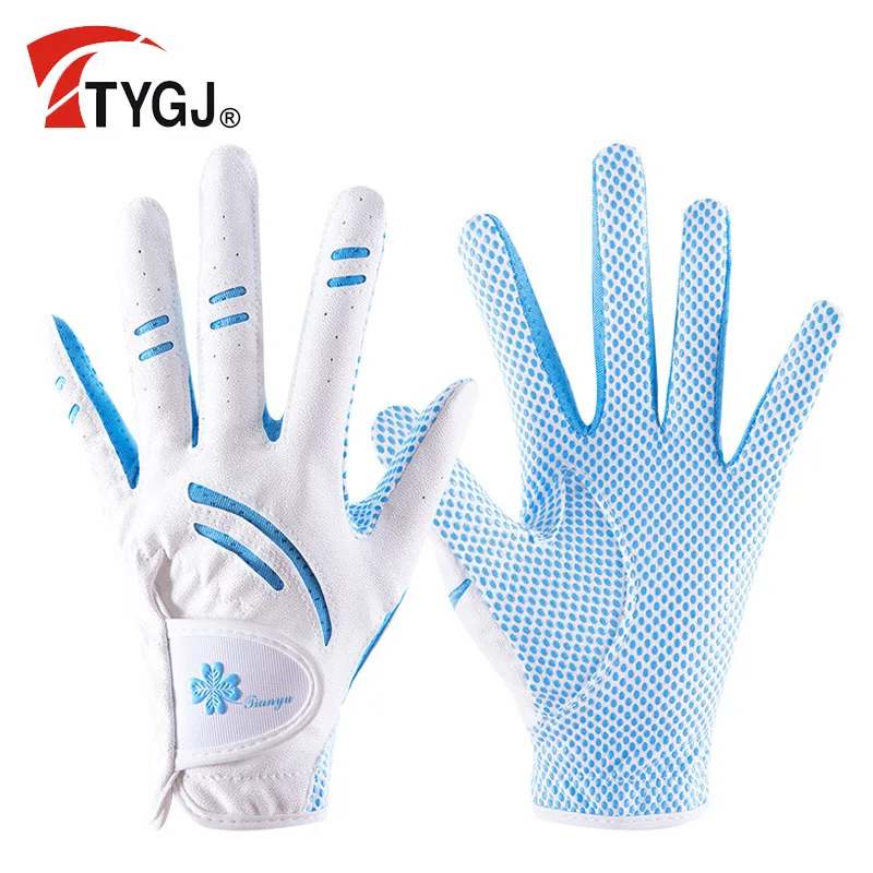 TTYGJ 1 Pair Women's Golf Gloves PU Leather Silicone Breathable Non Slip Gloves Golf Products from the Source Manufacturer