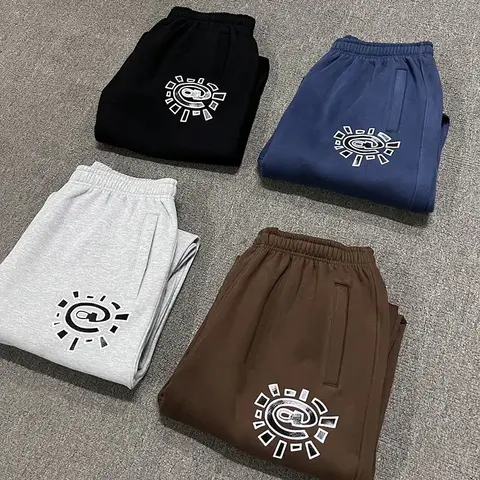 ADWYSD 검은 바지 Sunroll 인쇄 양털 바지 남성 여성 회색 조깅 스웨트 바지