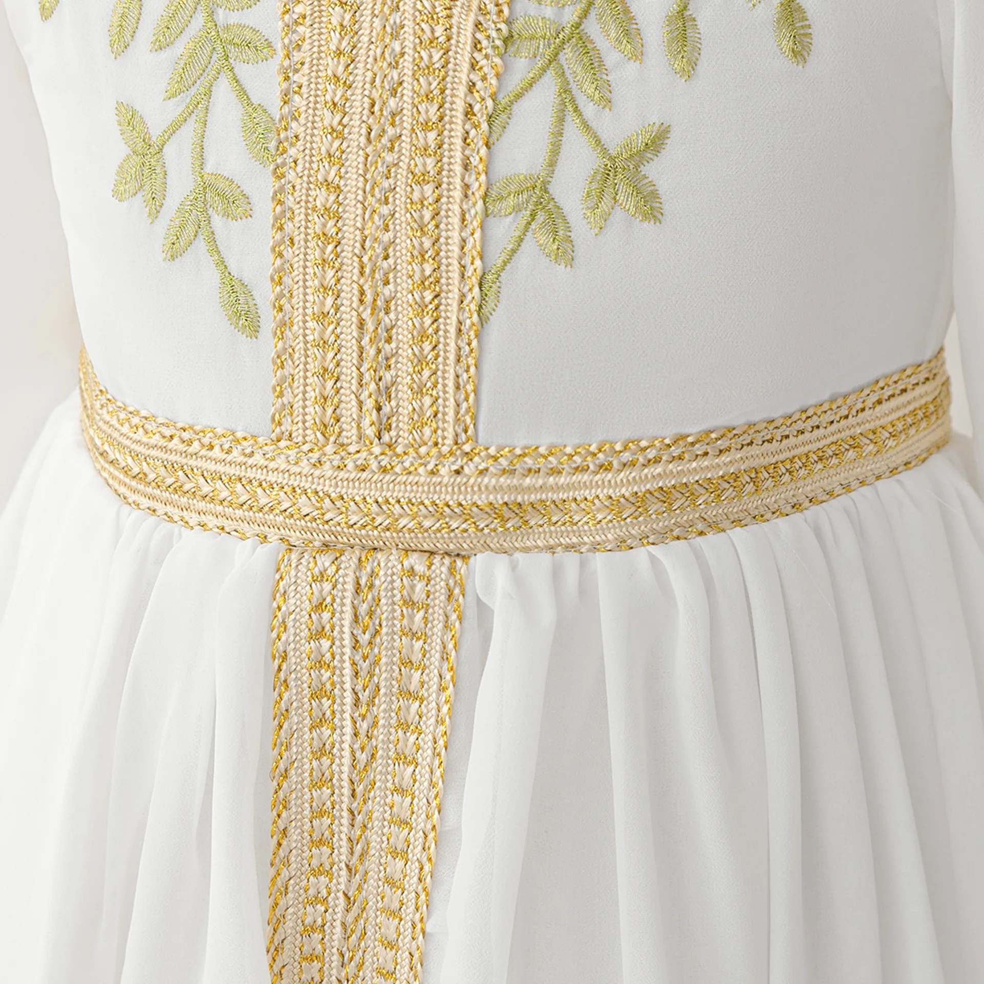 Muslim Girl White Embroidered Ramadan Long Dress Kids Birthday Parties Banquets Piano Performances Cocktail Princess Dress ASQ03 - view 6