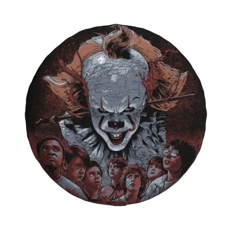 Custom Evil Clown Tire Cover 4WD 4x4 Trailer Halloween Horror Movie Character Spare Wheel Protector for Prado Pajero Jeep