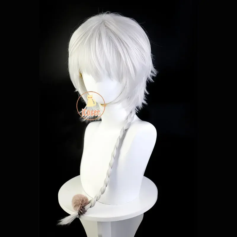 شعر مستعار تنكري أبيض قصير الشعر ، غطاء رأس قصير على شكل ذيل حصان ، الصبي الملاك ، الكلاب الضالة أنيمي بونجو ، الجوجول ، تحلل الصبي الملاك ، 4