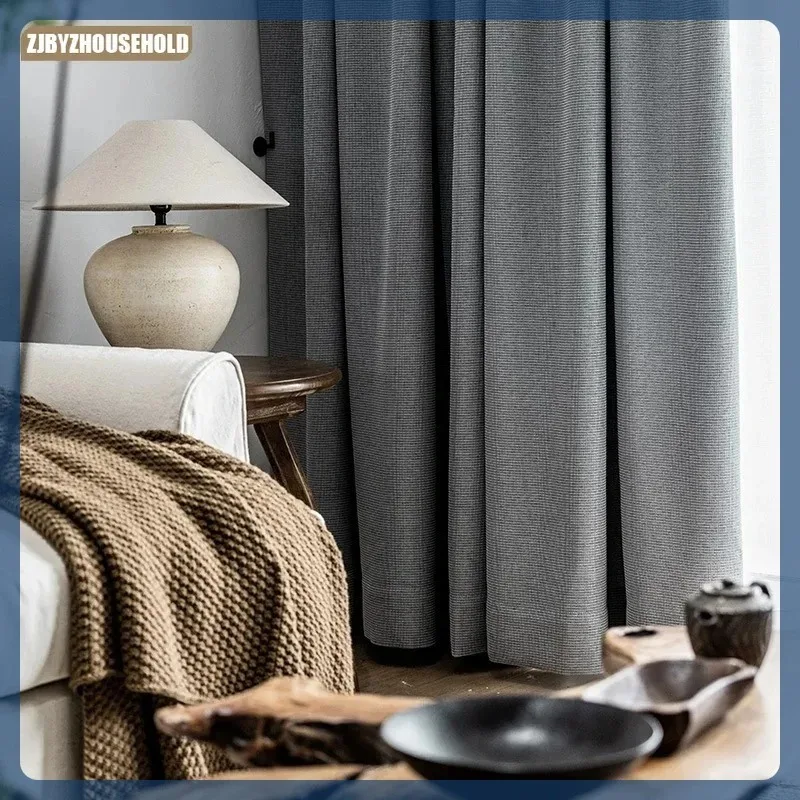 

Nordic Japanese Luxury Style Simple Modern Shading Cotton and Linen Curtains for Living Dining Room Bedroom Nature White Tulle