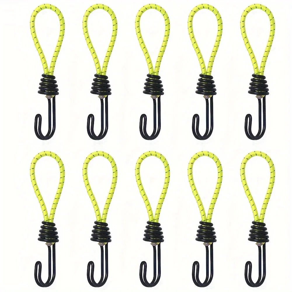 Set of 10 Elastic Rope Clips for Tent Poles, Ideal for Outdoor Camping.Hooks And Elastic Buckles Designed to Support Heavy Loads