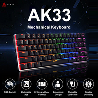 Ajazz AK33 RGB Gaming Mechanical Keyboard 82 Keys Ergonomic Compact Computer Wireless Keyboard for Windows PC Laptop Gamers