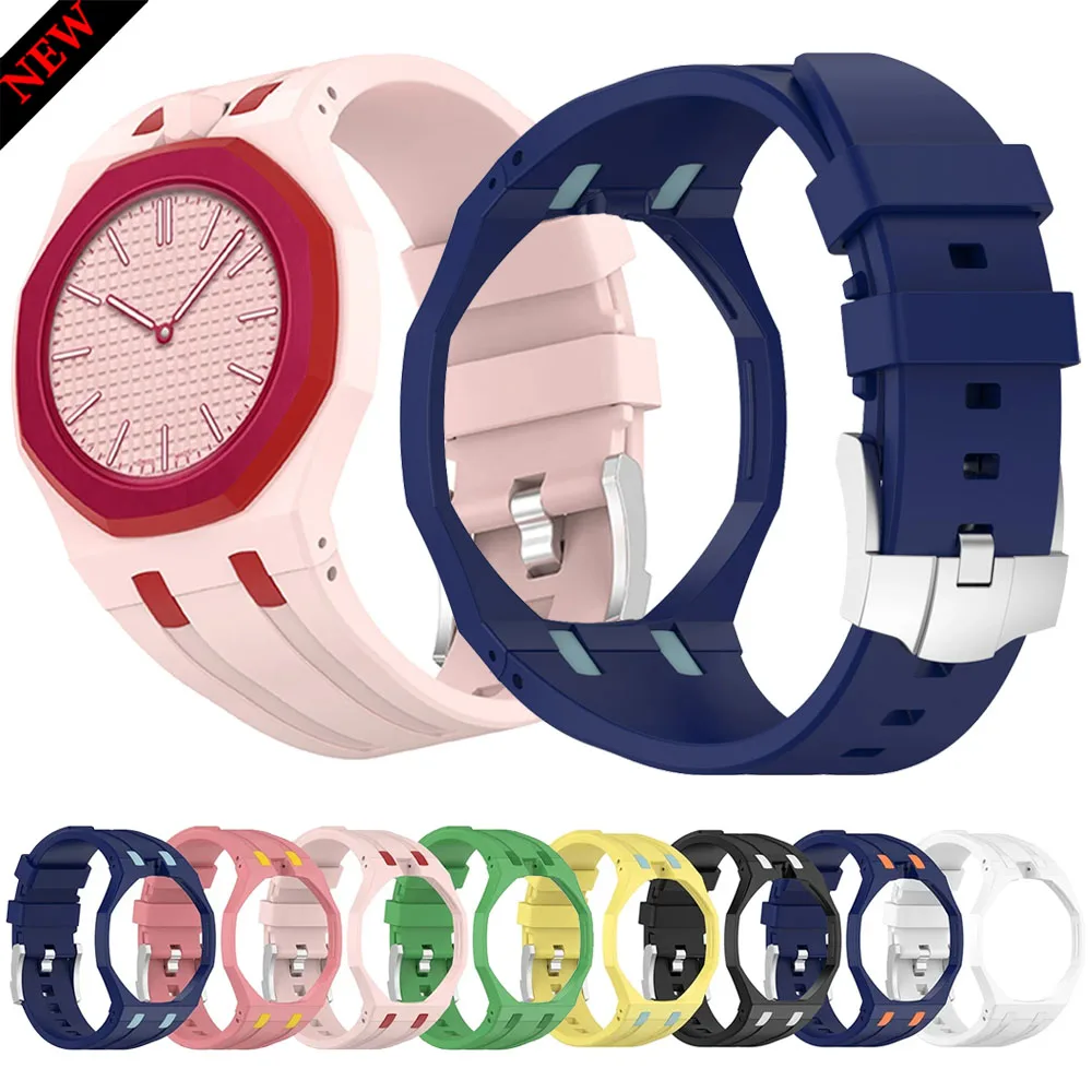Silicone Strap+PC Case For Swatch X AP Royal Pop Pocket Watch Modification 2 In 1 Replacement The Integrated band For Royal POP