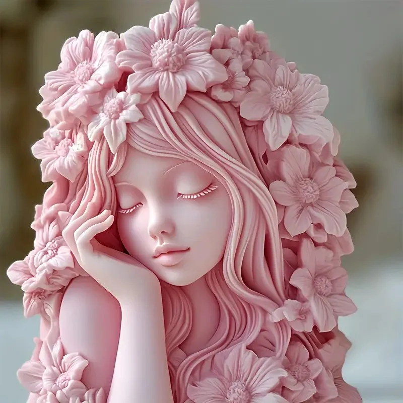 Exquisite goddess silicone mold, flat relief, reusable Valentine's Day figurine and aromatherapy candle mold, easy to clean.