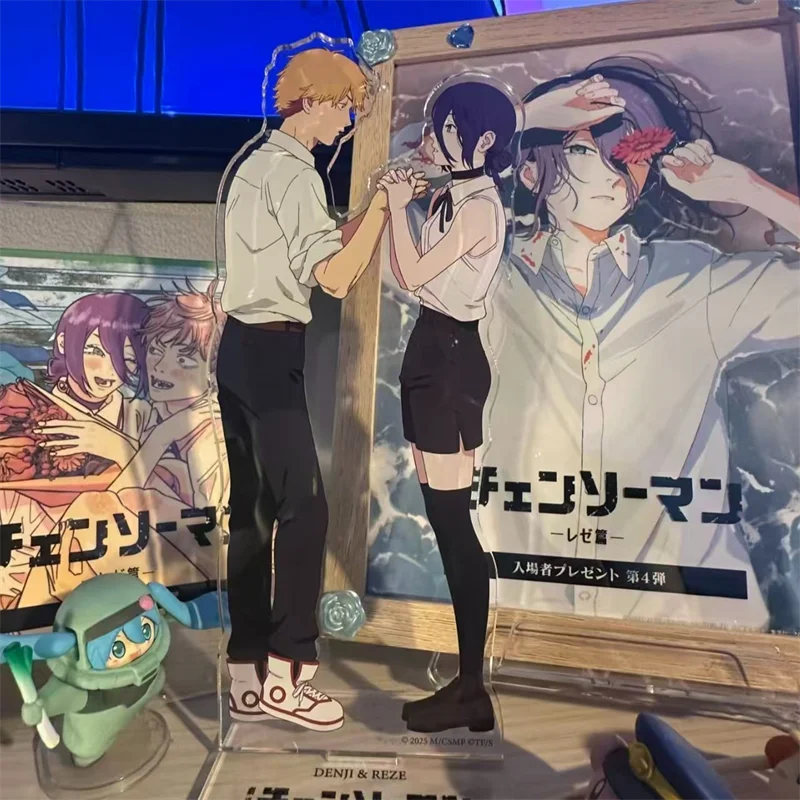 Anime Chainsaw Man Reze Arc Denji Cosplay Stand Model Plate Figure Acrylic Figurine Desktop Ornament Accessories Props