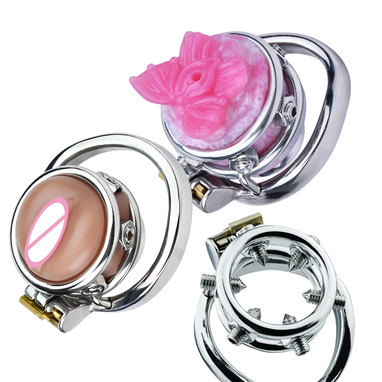 FRRK المثيرة ذكر العفة قفص مع سيليكون البظر مجرى البول ، Sexi Shoop للرجل الوثن فراشة الديكور إرفاق قفص الديك #2