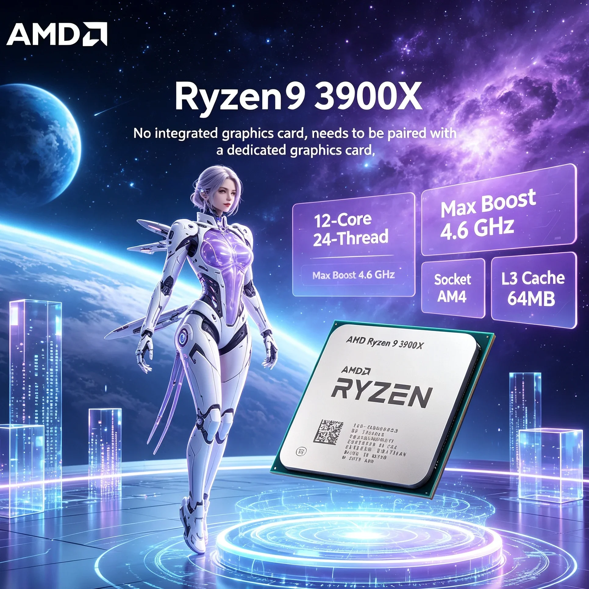 AMD CPU Ryzen 9 3900X 3.8GHz 12-Core 24-Thread CPU Upgrade for AM4 Motherboard B450 B550 X570 64MB Cache DDR4 Desktop Processor