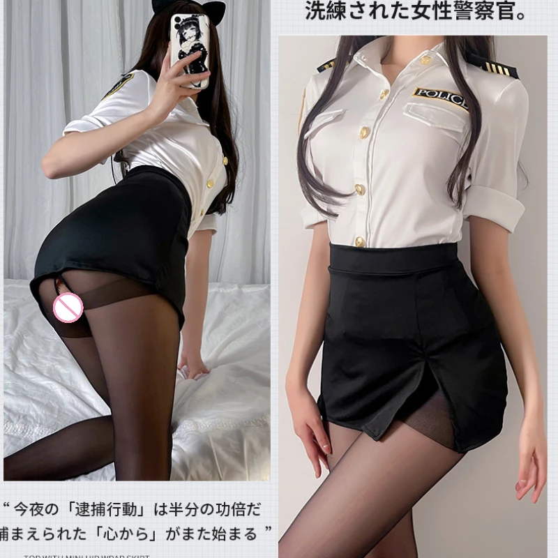 

Plus Size Lingerie Police Uniform Female Cop Sheath Dress Policewoman Outfit Roleplay Costumes Women Officer Cosplay Clubwear