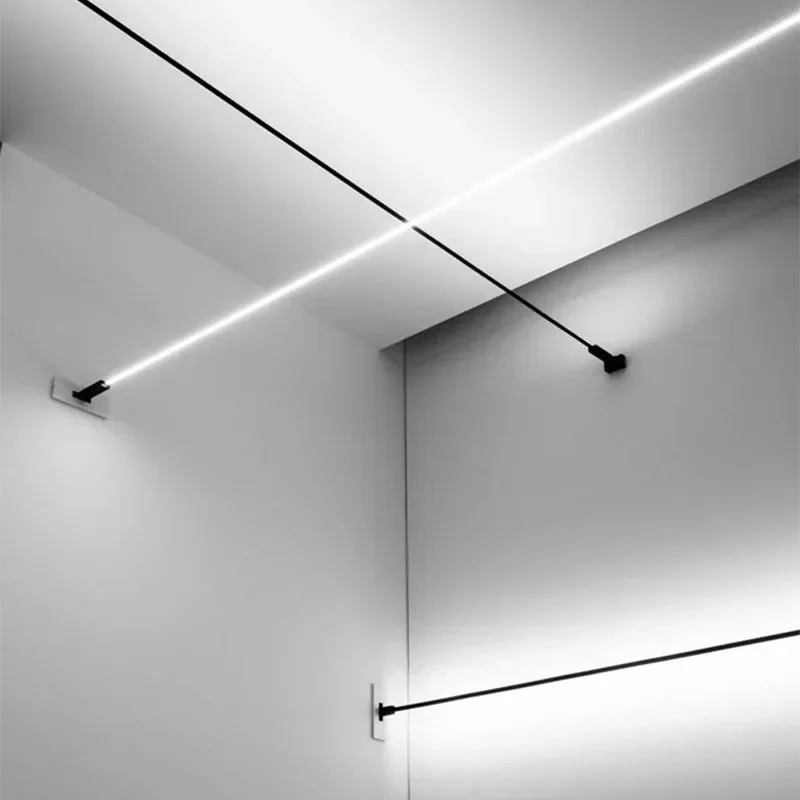 Tira de lámpara de pared lineal para decoración familiar, luz LED de longitud DIY, corte Delgado, candelabro Skyline, barra de acero blanco y negro, pasillo de Villa