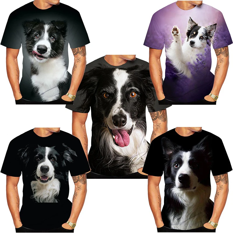 New Design  Border Collie 3D Printed T-shirt Funny Stylish Mens and Womens Casual Short Sleeves Personality T-shirt