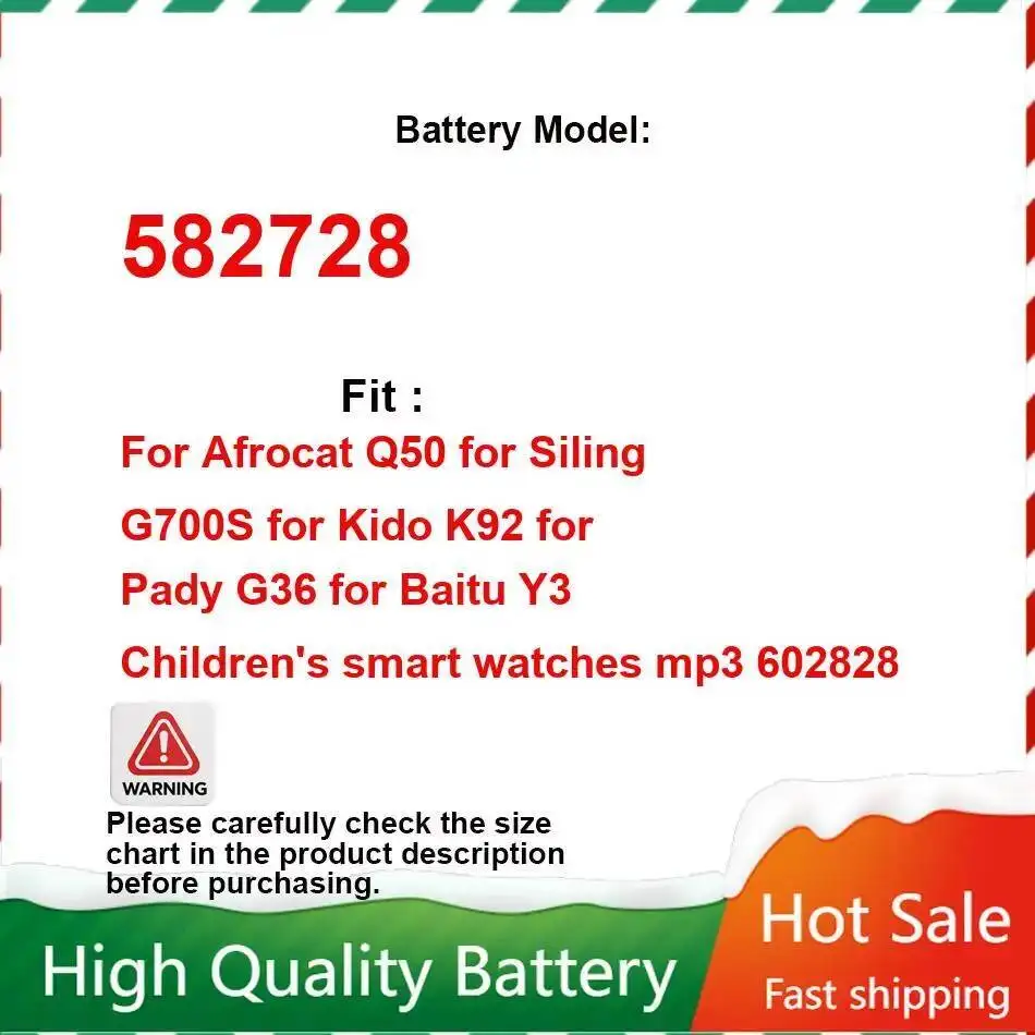 

Mp3/Mp4 аккумулятор 400 мАч для Q50 G700S K92 G36 Y3 детские умные часы mp3 602828 582728 долговечный и сменный аккумулятор