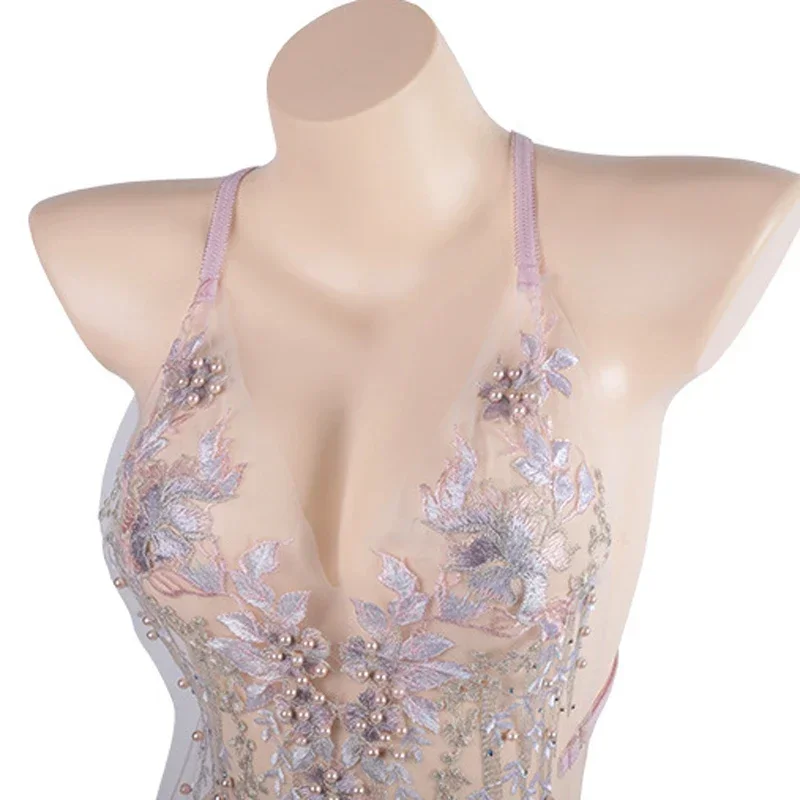 مثير العروس ثوب زفاف الحجاب منامة تأثيري حلي المرأة التطريز الدانتيل زهرة ارتداءها انظر من خلال الفتيات دور اللعب الملابس الداخلية #4