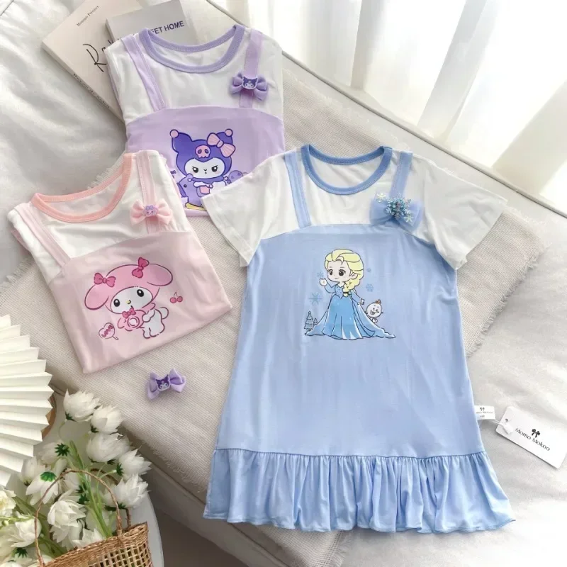 2024 Autumn New Girls\' Pajama Dress Girl Long Sleeved Pijamas Boys Cartoon Sleepwear Cute Kids Loungewear Korean Home Clothes