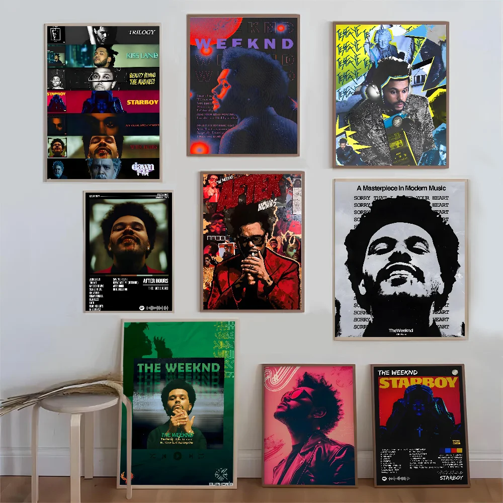 Hip Hop Music Album Cover Rapper The Weeknd Movie Sticky Posters Whitepaper Sticker DIY Room Bar Cafe Posters Wall Stickers