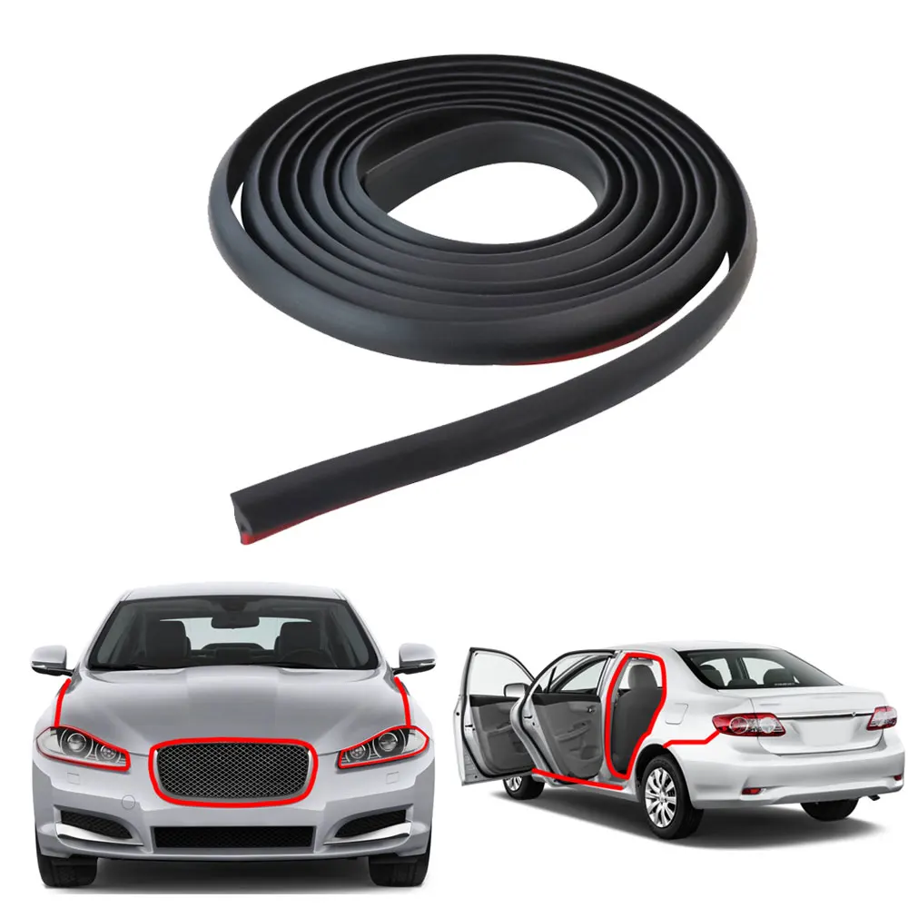 Black Universal Car 2metre Gap Filling Inclined T-shaped Pressure Strip Sealant Small Slanted T-Type automobile Door Rubber Seal