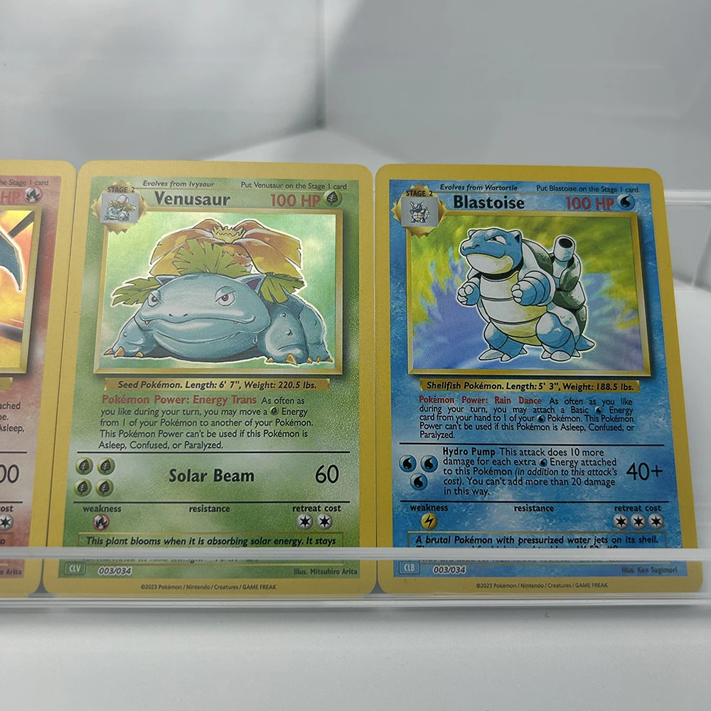 3er-Set Charizard Venusaur Blastoise DIY Anime Proxy PTCG Sammelkarten Englische Holo-Flash-Karten für Sammler – Detail 4