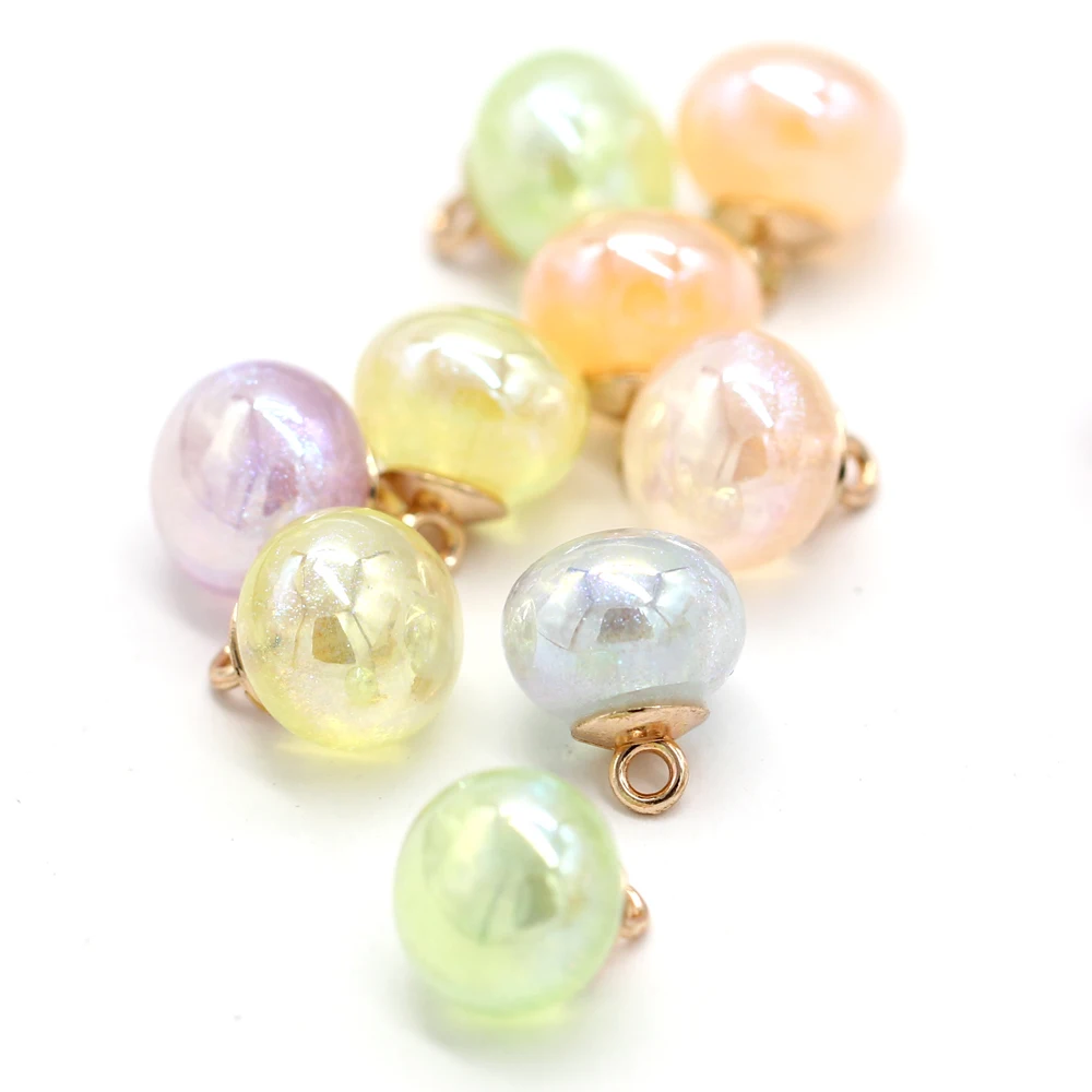 HENGC 10mm Charm Candy Colorful Pearl Buttons For Clothes Fancy Shirt Dress Skirts Decorative Shank Button Sewing Accessories