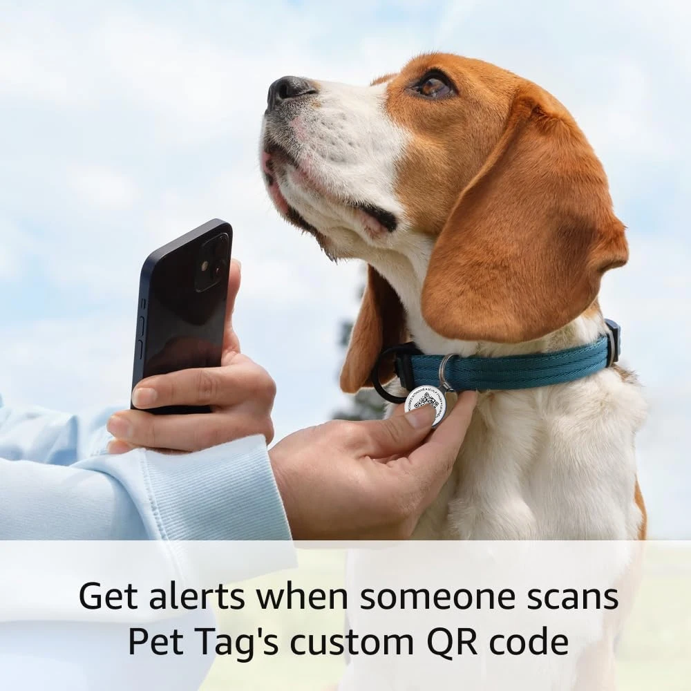 QR ID Pet Tag, Metal Dog Tag with QR Code, Real-time Scan Alerts, Record Pet Profile, No Subscription or Fees