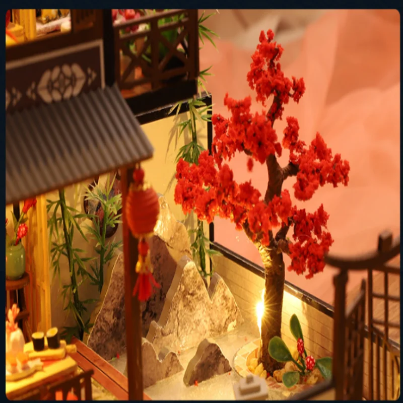 OUZEY Oriental Forest Retreat DIY، منزل خشبي ثلاثي الأبعاد، نموذج عتيق كبير للمراهقين #3