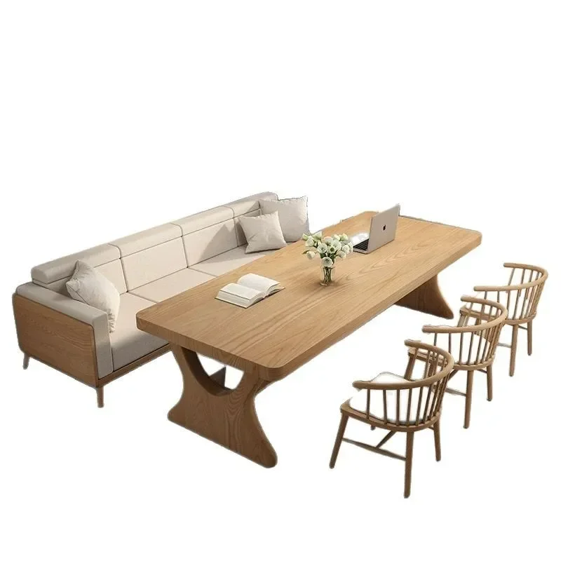 Living room solid wood double-layer long desk home workbench desk leisure
