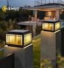 태양열 구동 포스트 라이트 방수 야외 정원 조경 램프 울타리 게이트 12월을 위한 에너지 효율적인 사각 황혼에서 새벽까지 센서 1