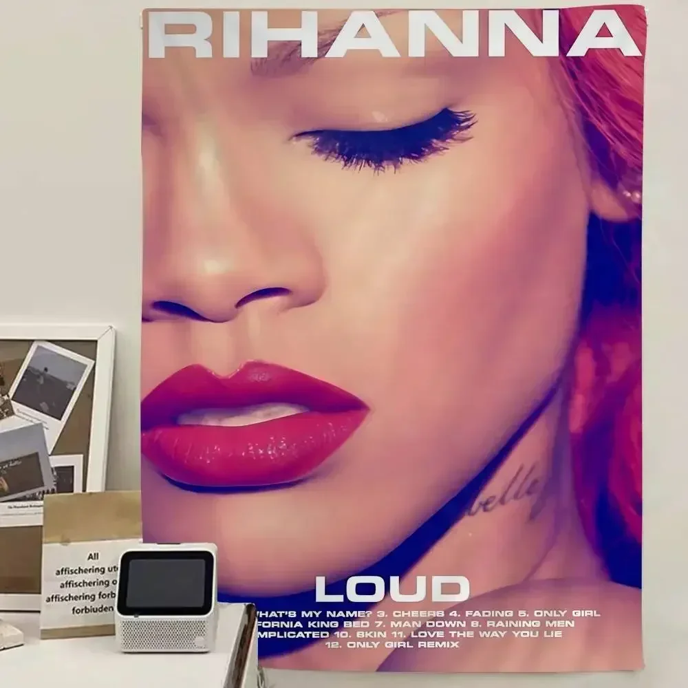Hot Singer R-RIHANNAS Anime Anime Tapestry Hippie Flower Wall Carpets Dorm Decor Wall Hanging Home Decor