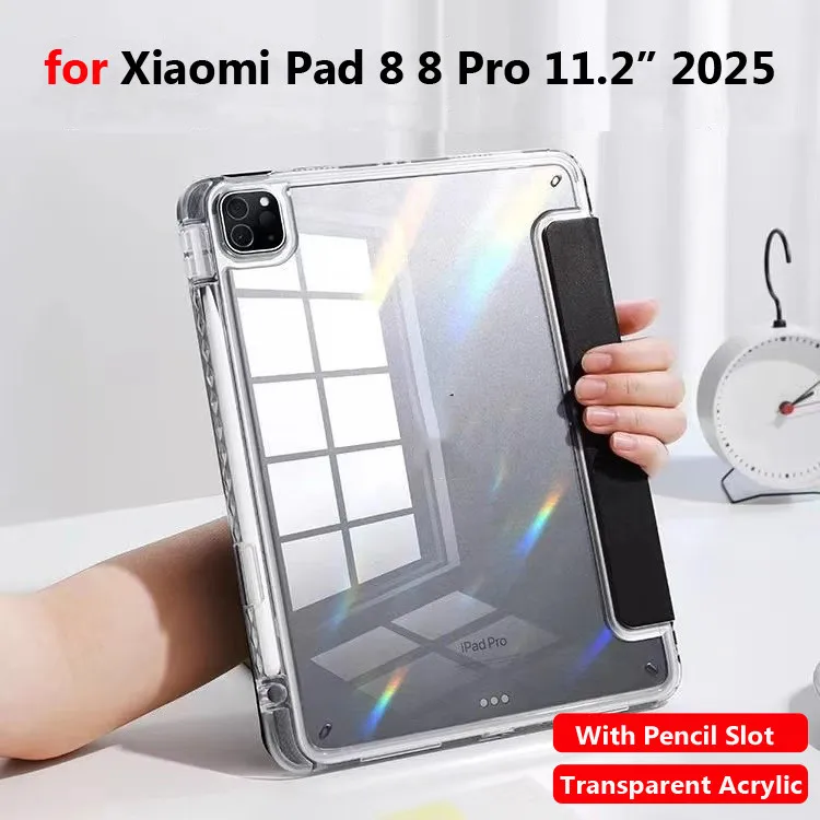 PU Leren Hoes Voor Xiaomi Pad 8 / 8 Pro 11.2 – Drievoudige Standaard – Zachte TPU Achterkant – Schokbestendig – Slim – Groen