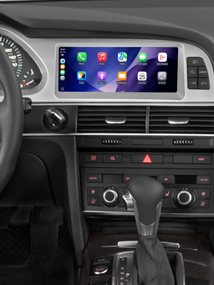 8,8-calowy bezprzewodowy ekran dotykowy z funkcjami CarPlay i Android Auto do samochodów Audi A6 C6 4F (2005–2011), wyposażony w system MMI 2G/3G, inteligentne systemy multimedialne, radio samochodowe — 2