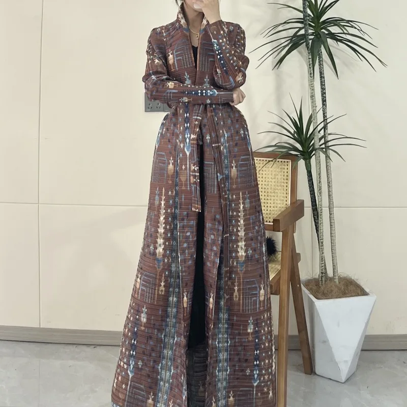 Autumn Print Muslim Fashion Fake Two-Piece Dress Women Elegant Long Sleeve Islamic Robe Casual Loose Vestidos Arabian Kaftan New